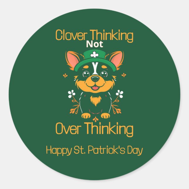 Niedlicher Corgi St. Patrick's Day Sticker (Vorderseite)