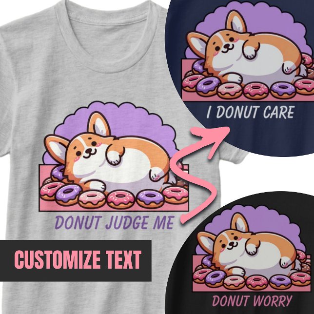 Niedlicher Corgi-T - Shirt für benutzerdefinierten (Donut Cute Corgi Custom Text T-Shirt)