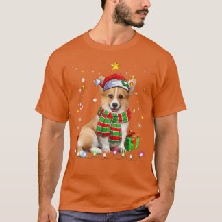 Niedlicher Corgi Weihnachtsbaum Lichter Xmas Pajam T-Shirt