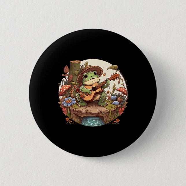 Niedlicher Cotattecore-Ästhetischer Frosch Banjo s Button (Vorderseite)