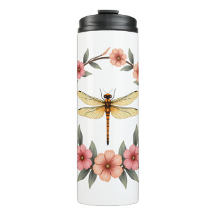 Niedlicher Cotattecore Floral Dragonfly Ästhetisch Thermosbecher