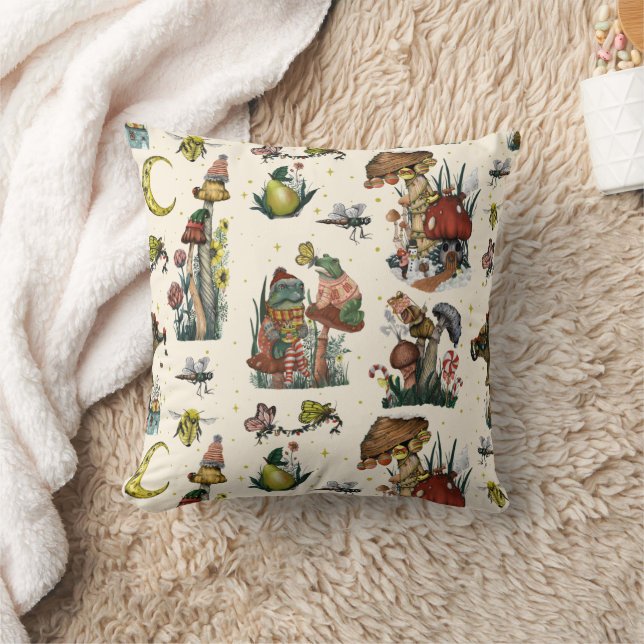 Niedlicher Cotattecore Frohe Weihnachts-Pilzmuster Kissen (Decke)
