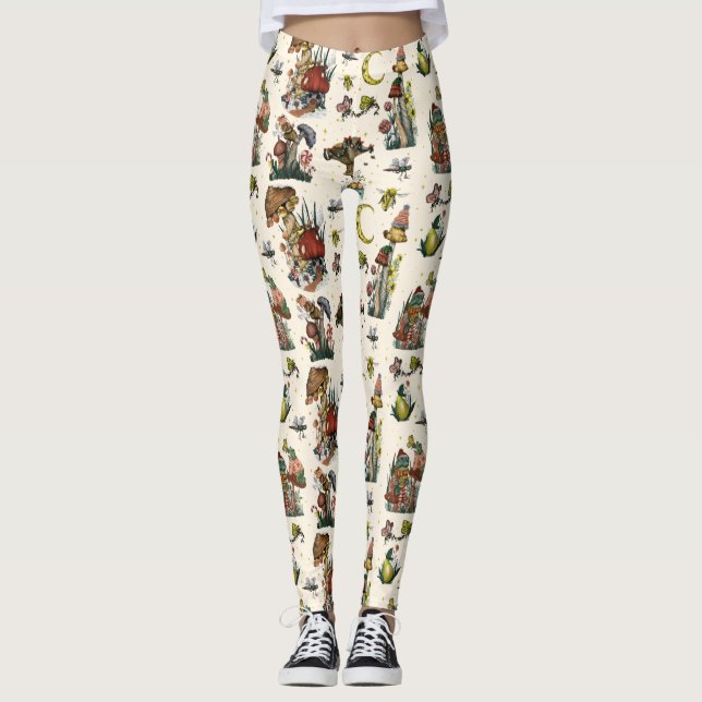 Niedlicher Cotattecore Frohe Weihnachts-Pilzmuster Leggings (Vorderseite)