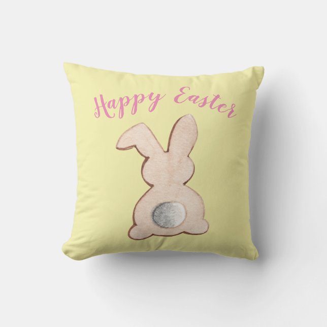 Niedlicher Cottontail Ostern Bunny Yellow Throw Ki Kissen (Vorderseite)