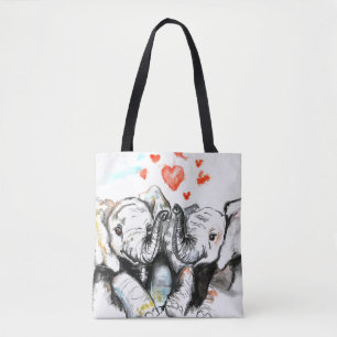 Niedlicher Couple Elephant Tote Bag Tasche