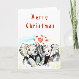 Niedlicher Couple Elephant Weihnachtskarte Karte