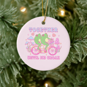 Niedlicher Couple Frog - Zusammen, bis wir Croak h Keramik Ornament