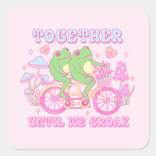 Niedlicher Couple Frog - Zusammen, bis wir Croak h Quadratischer Aufkleber