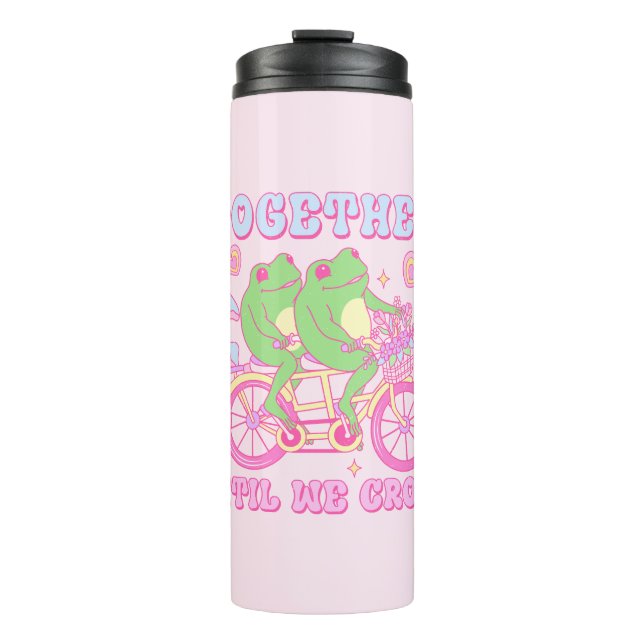 Niedlicher Couple Frog - Zusammen, bis wir Croak h Thermosbecher (Vorderseite)