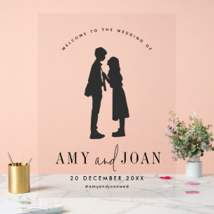 Niedlicher Couple Minimal Wedding Willkommen Acrylschild