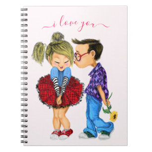 Niedlicher Couple-Notebook-Text - I Liebe You Notizblock