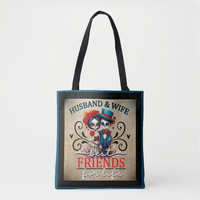 Niedlicher Couple Sugar Skull Tasche (Vorderseite)