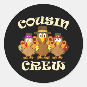 Niedlicher Cousin Crew Türkei Erntedank Runder Aufkleber