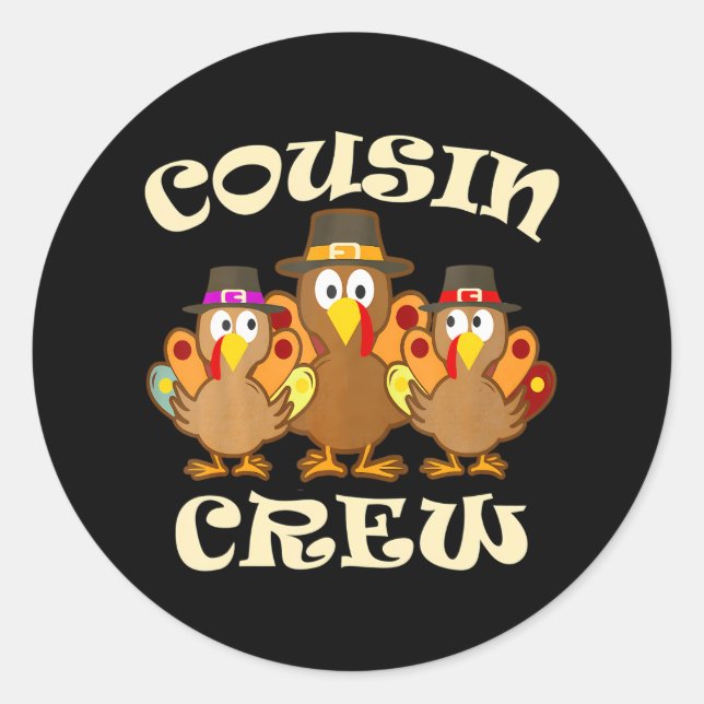 Niedlicher Cousin Crew Türkei Erntedank Runder Aufkleber (Vorderseite)