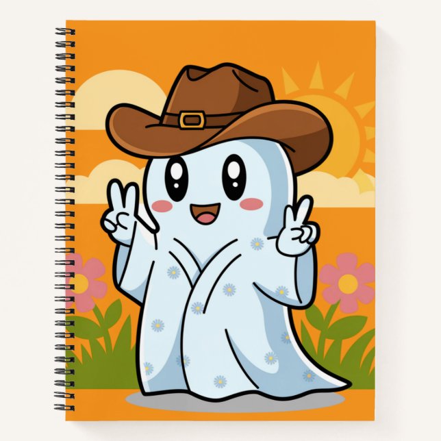Niedlicher Cowboy-Geist zu Halloween-Fun-Dekoratio Notizbuch (Vorderseite)