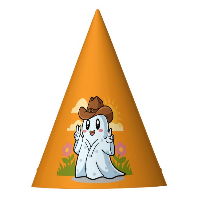 Niedlicher Cowboy-Geist zu Halloween-Fun-Dekoratio Partyhütchen (Vorderseite)