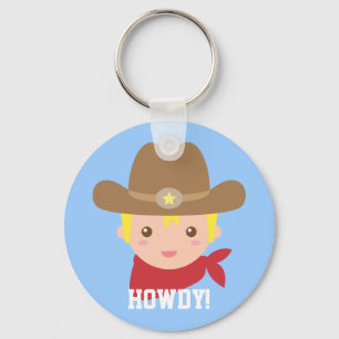 Niedlicher Cowboy-Junge personalisiert Schlüsselanhänger