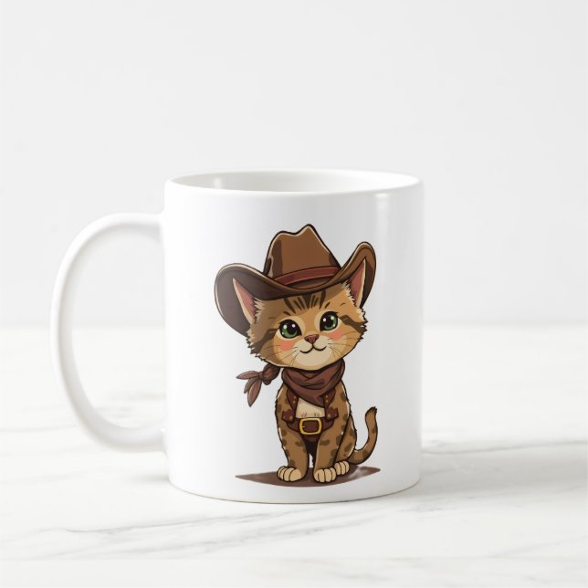Niedlicher Cowboy-Kater Kaffeetasse (Links)
