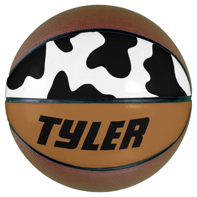 niedlicher Cowboy Schwarz-Weiß-Kuh-Druck Basketball (Vorderseite)