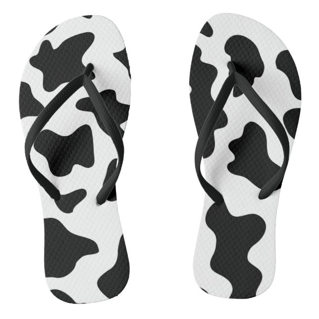 niedlicher Cowboy Schwarz-Weiß-Kuh-Druck Flip Flops (Fußbett)