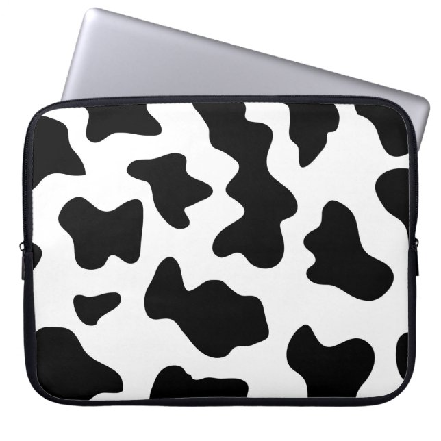niedlicher Cowboy Schwarz-Weiß-Kuh-Druck Laptopschutzhülle (Vorderseite)
