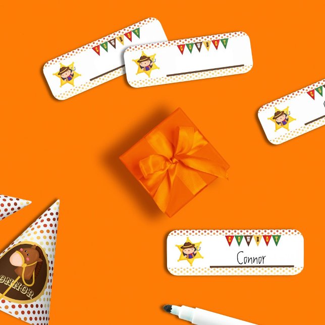 Niedlicher Cowboy-Wildwest Namensschild (Cowboys on the loose)