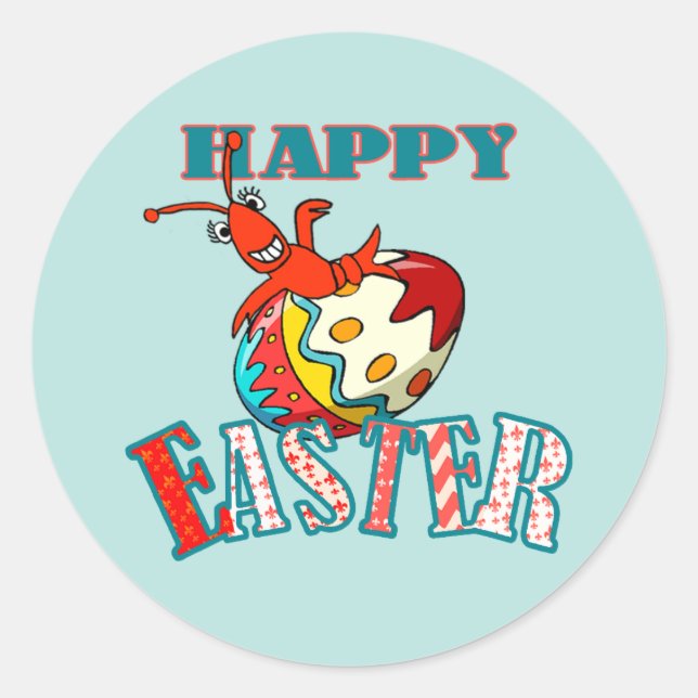 Niedlicher Crawfish Happy Oster Runder Aufkleber (Vorderseite)
