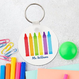 Niedlicher Crayon-Grundschullehrer Personalisiert Schlüsselanhänger