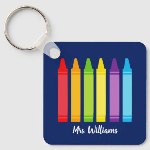 Niedlicher Crayon-Grundschullehrer Personalisiert Schlüsselanhänger