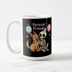 Niedlicher Creepy Skeleton umarmt deutschen Schäfe Kaffeetasse
