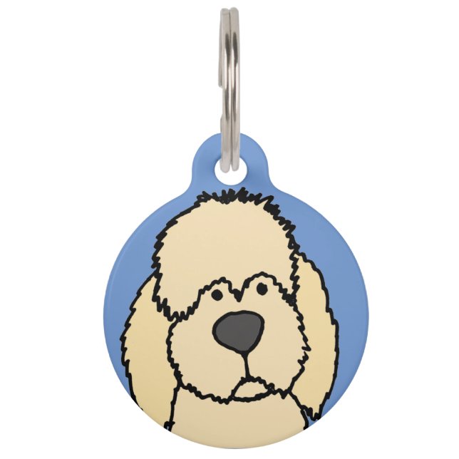 Niedlicher Creme Labradoodle Welpenhund Haustiermarke (Vorderseite)