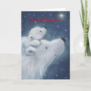 Niedlicher Cub mit Polar Bär, frohe Weihnachten Karte