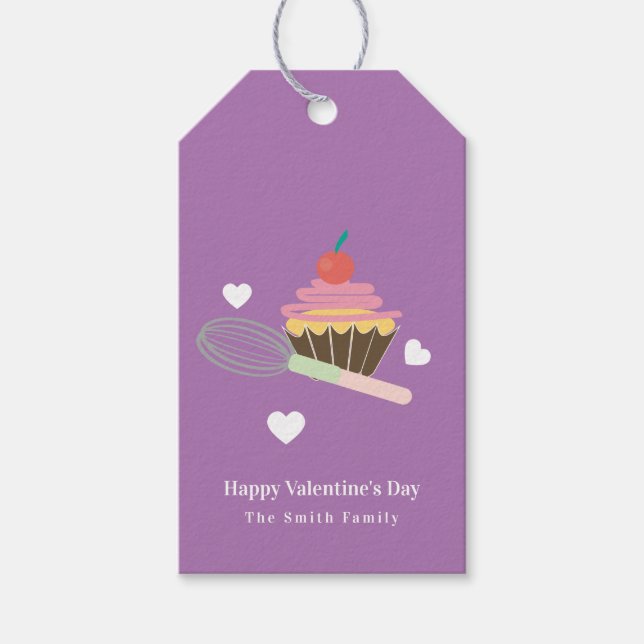 Niedlicher Cupcake Bäckerei Happy Valentines Day Geschenkanhänger (Vorderseite)