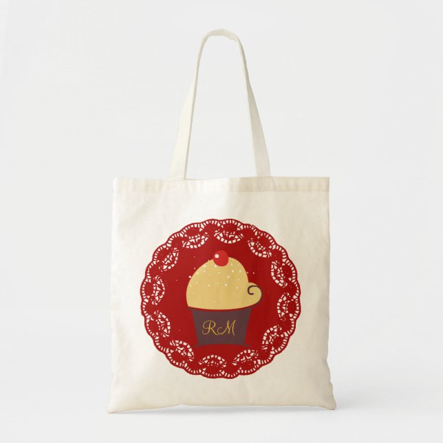 Niedlicher Cupcake - Benutzerdefinierter Text nach Tragetasche (Vorne)