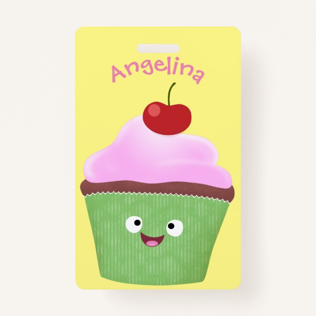 Niedlicher Cupcake Cartoon Ausweis (Vorderseite)