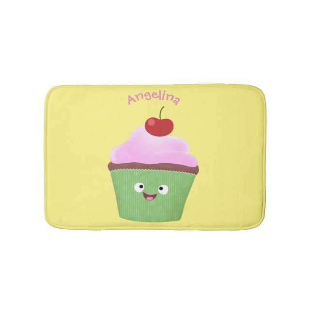 Niedlicher Cupcake Cartoon Badematte (Vorderseite)