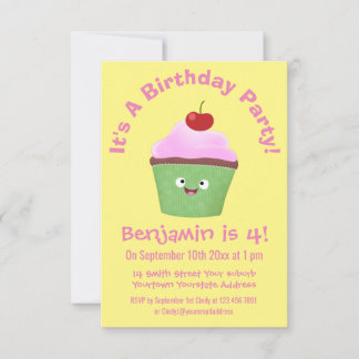 Niedlicher Cupcake Cartoon Einladung