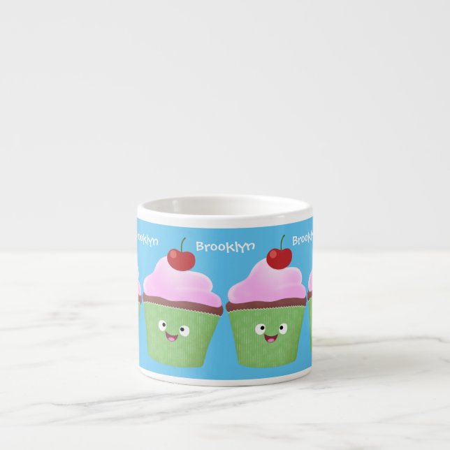 Niedlicher Cupcake Cartoon Espressotasse (Vorderseite)