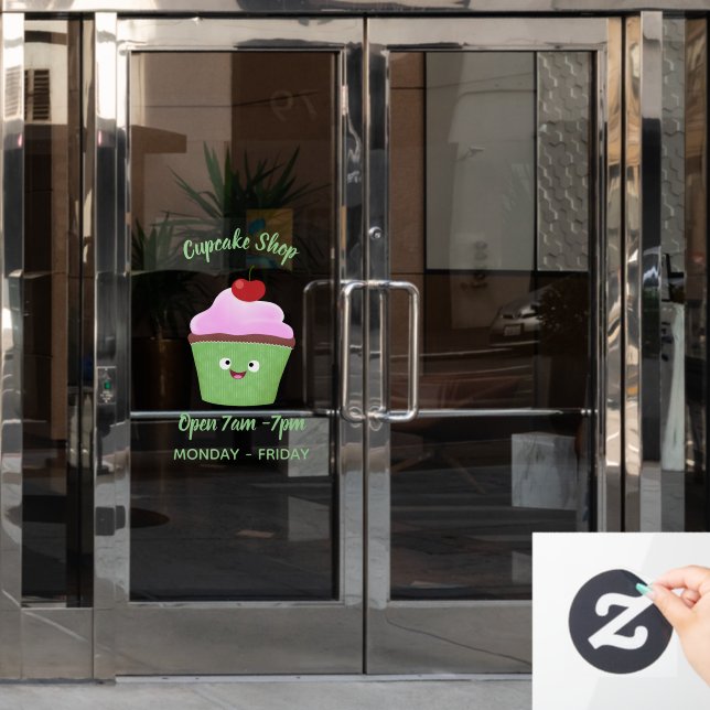 Niedlicher Cupcake Cartoon Fensteraufkleber (Büro Tür)
