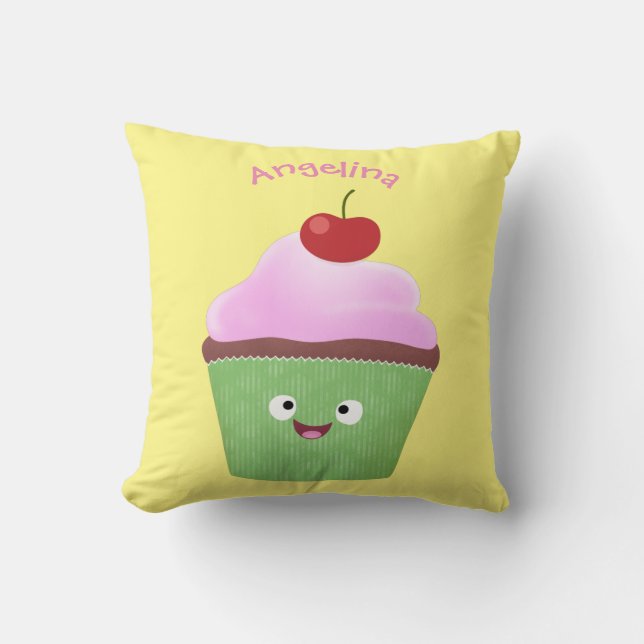 Niedlicher Cupcake Cartoon Kissen (Vorderseite)