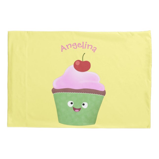 Niedlicher Cupcake Cartoon Kissenbezug (Rückseite)