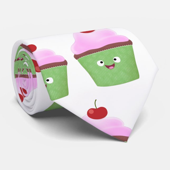 Niedlicher Cupcake Cartoon Krawatte (Gerollt)