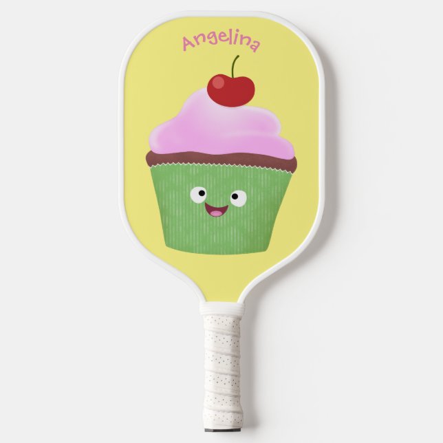 Niedlicher Cupcake Cartoon Pickleball Schläger (Vorderseite)
