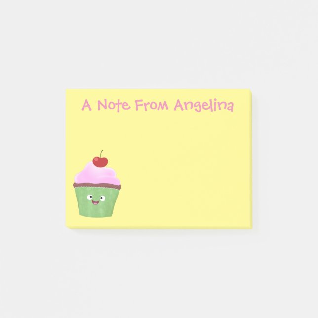Niedlicher Cupcake Cartoon Post-it Klebezettel (Vorderseite)