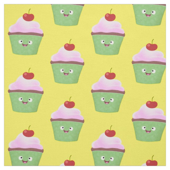 Niedlicher Cupcake Cartoon Stoff (Muster)
