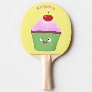 Niedlicher Cupcake Cartoon Tischtennis Schläger
