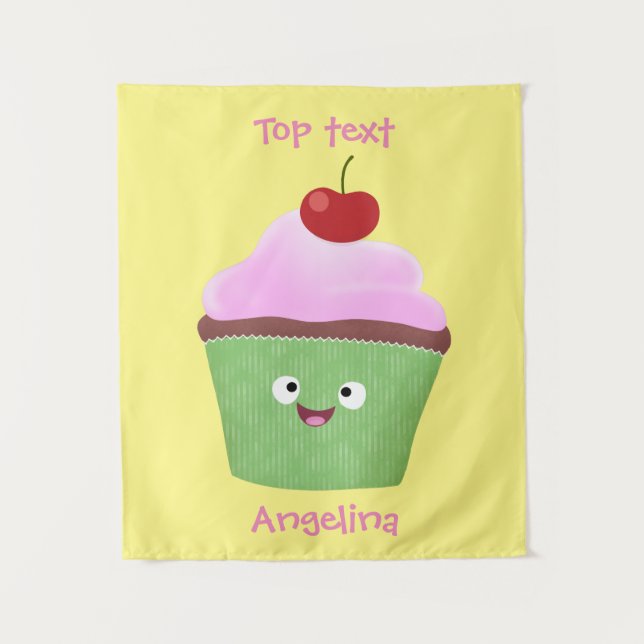 Niedlicher Cupcake Cartoon Wandteppich (Vorderseite)