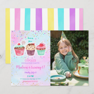 Niedlicher Cupcake Geburtstag Foto Einladung