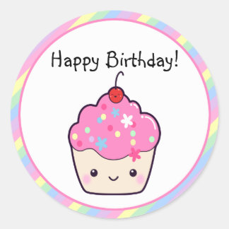 Niedlicher Cupcake Geburtstag Runder Aufkleber