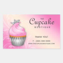 Niedlicher Cupcake Geburtstagsaufkleber Kronen Ros Rechteckiger Aufkleber